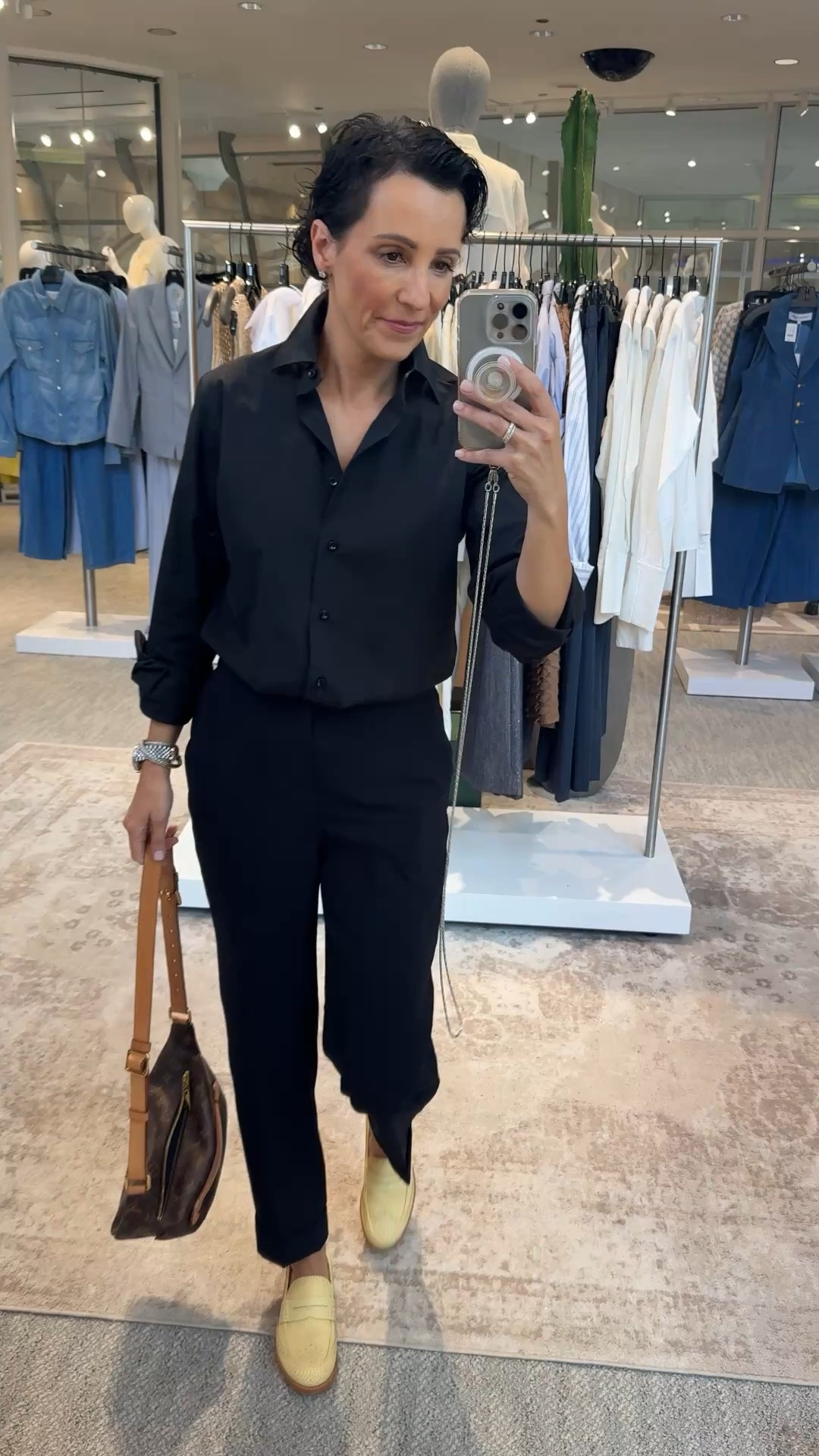 Shopping with my new client, Lindsey today. When in doubt, wear black, sprinkled with a timepiece and favorite silver jewelry, and, voila… oh yes, a pretty yellow loafer never hurt anyone 🤩

#LTKootd #LTKPetite #LTKOver40