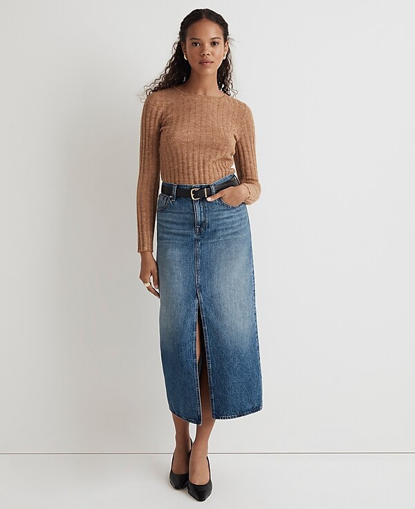 Denim Mid-Rise Maxi Skirt in Pratt Wash | Madewell | Madewell