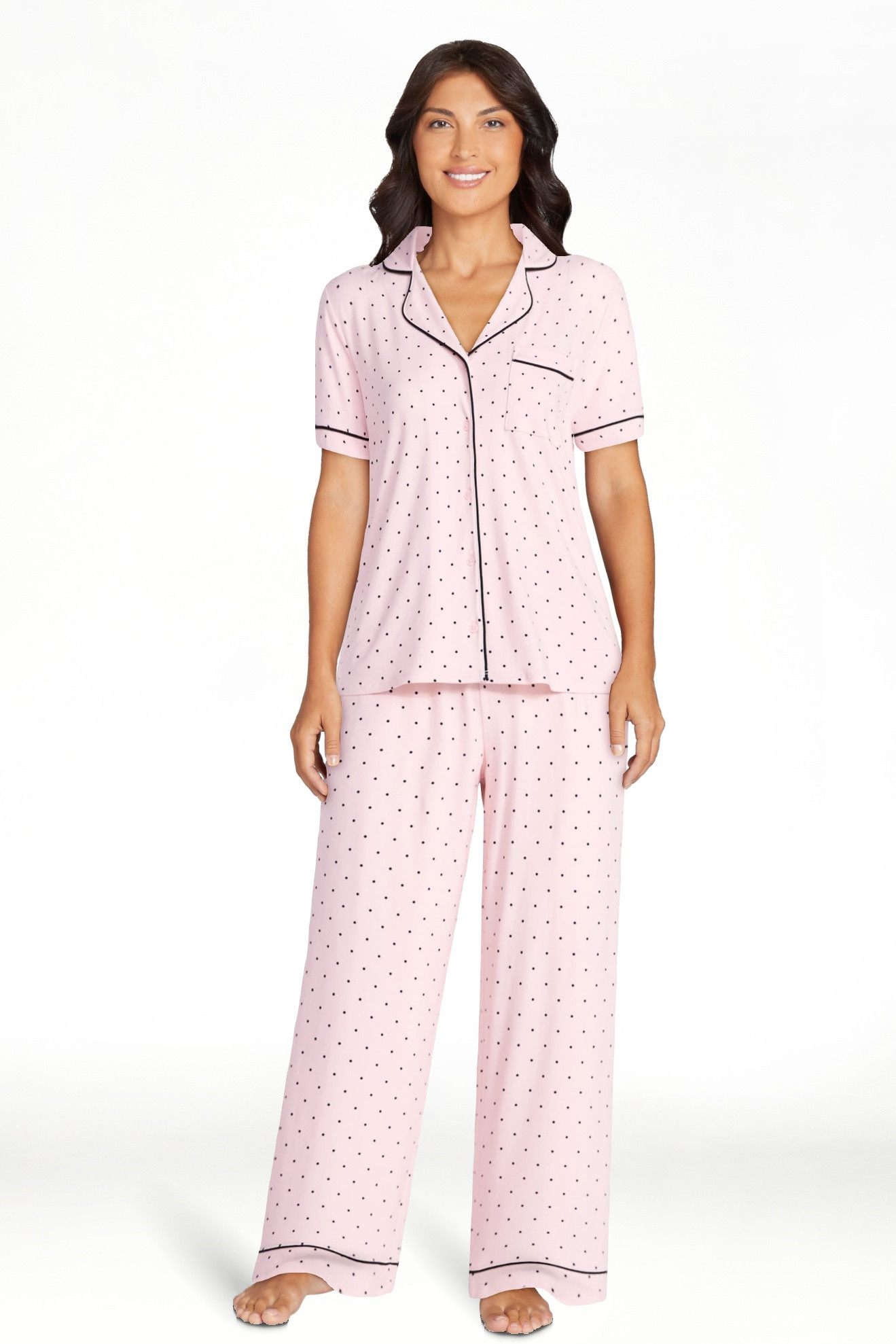 Joyspun Women's Dreamy Soft Collection Notch Collar Top and Capri Pants Pajama Set, 2-Piece, Size... | Walmart (US)