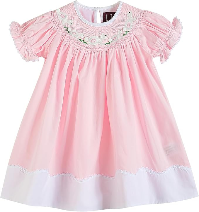 Lil cactus Baby and Girls Smocked Easter Bunny Bishop Dress | Amazon (US)