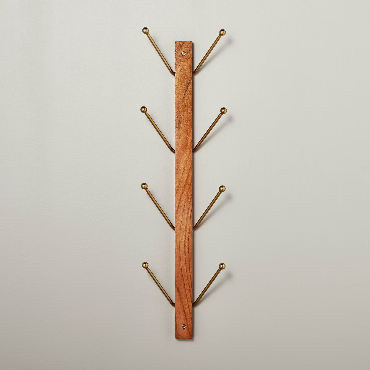 24" Wood & Metal Vertical Wall Rack Brown/Brass - Hearth & Hand™ with Magnolia | Target