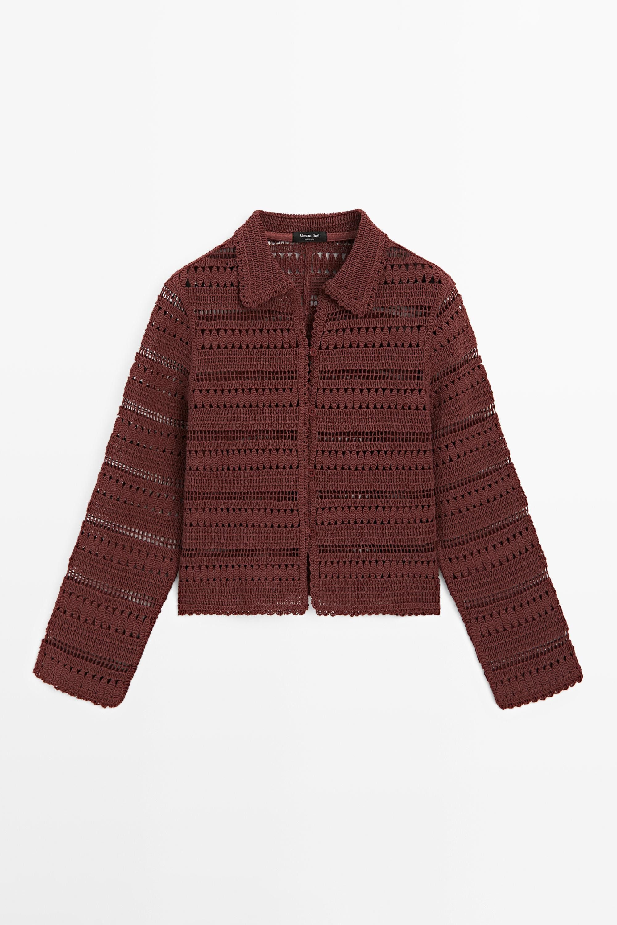 Short cotton crochet jacket | Massimo Dutti UK