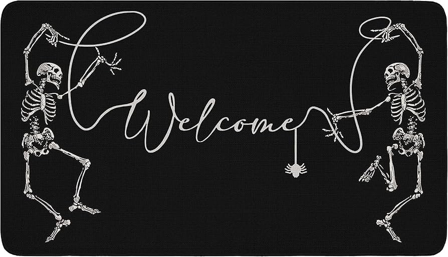 Halloween Door Mat Skull Doormat Funny Halloween Skull Welcome Door Mat Indoor Outdoor Mat Non Sl... | Amazon (US)