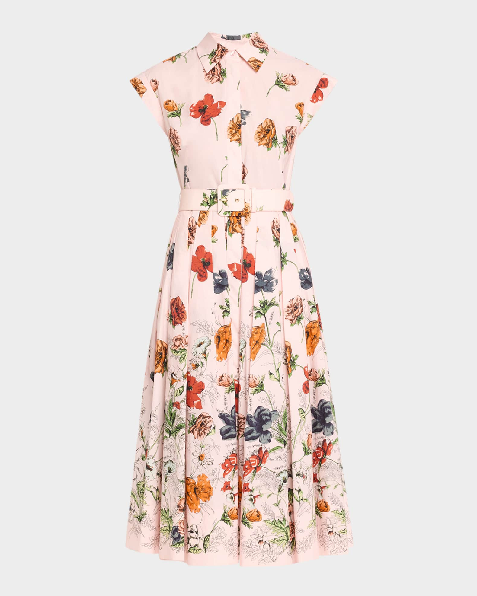 Cara Cara Octavia Floral Cap-Sleeve Dress | Neiman Marcus