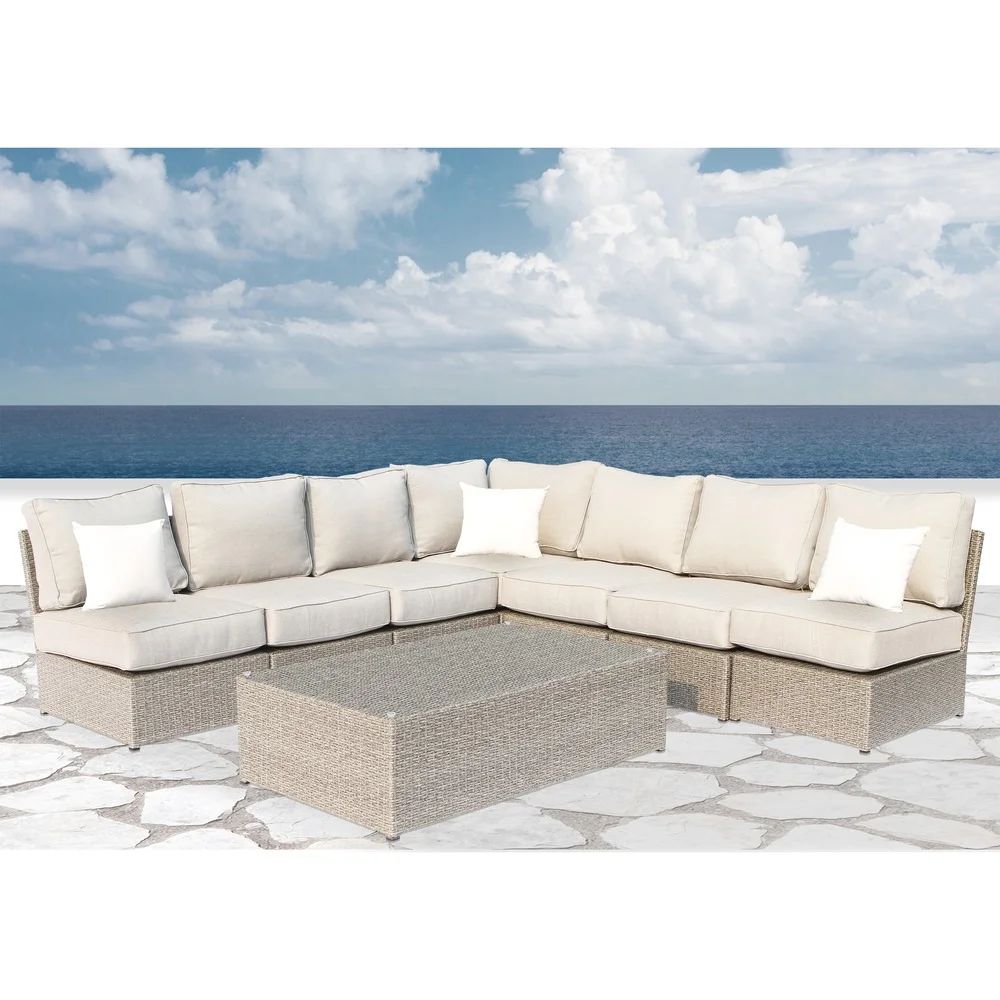 Chelsea Grey Wicker 8-piece Patio Sectional Outdoor Furniture Sofa Set Set by Living Source Internat | Bed Bath & Beyond