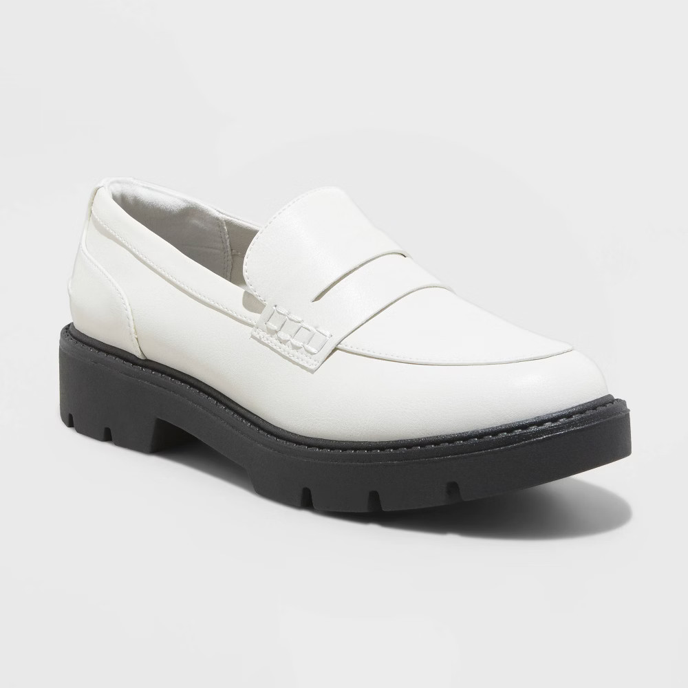 Women's Britney Chunky Loafers - A New Day Off White 12 | Target