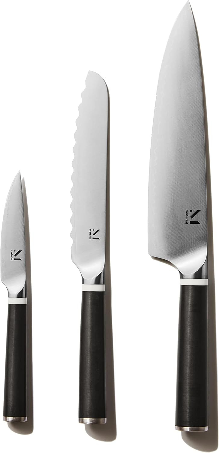 MATERIAL Knife Trio + Stand (Almost Black / Walnut) | Amazon (US)