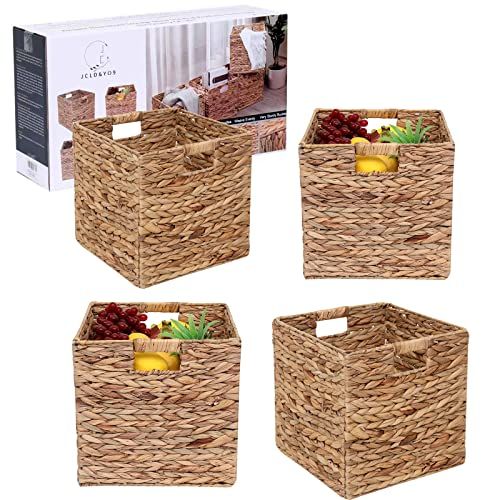 JCLD&YO9 Foldable Handwoven Water Hyacinth Storage Baskets Wicker Cube Baskets Rectangular Laundr... | Amazon (US)