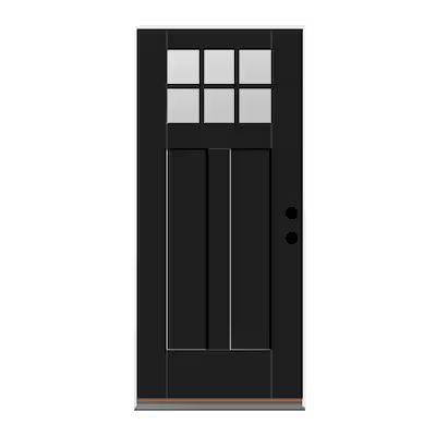 Therma-Tru Benchmark Doors 36-in x 80-in Fiberglass Craftsman Left-Hand Inswing Black Painted Sin... | Lowe's