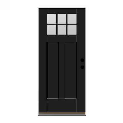 Therma-Tru Benchmark Doors 36-in x 80-in Fiberglass Craftsman Left-Hand Inswing Black Painted Sin... | Lowe's