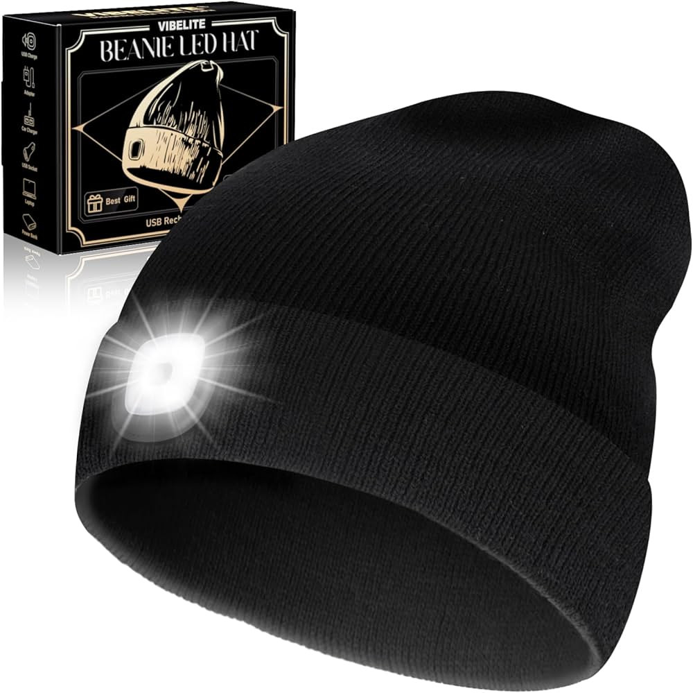 VIBELITE LED Beanie Hat with Light, USB Rechargeable LED Headlamp, Gifts for Christmas, Stocking ... | Amazon (US)