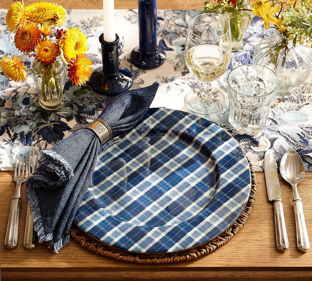 Blue Plaid Acrylic Charger Plates - Set of 4 | Pottery Barn (US)