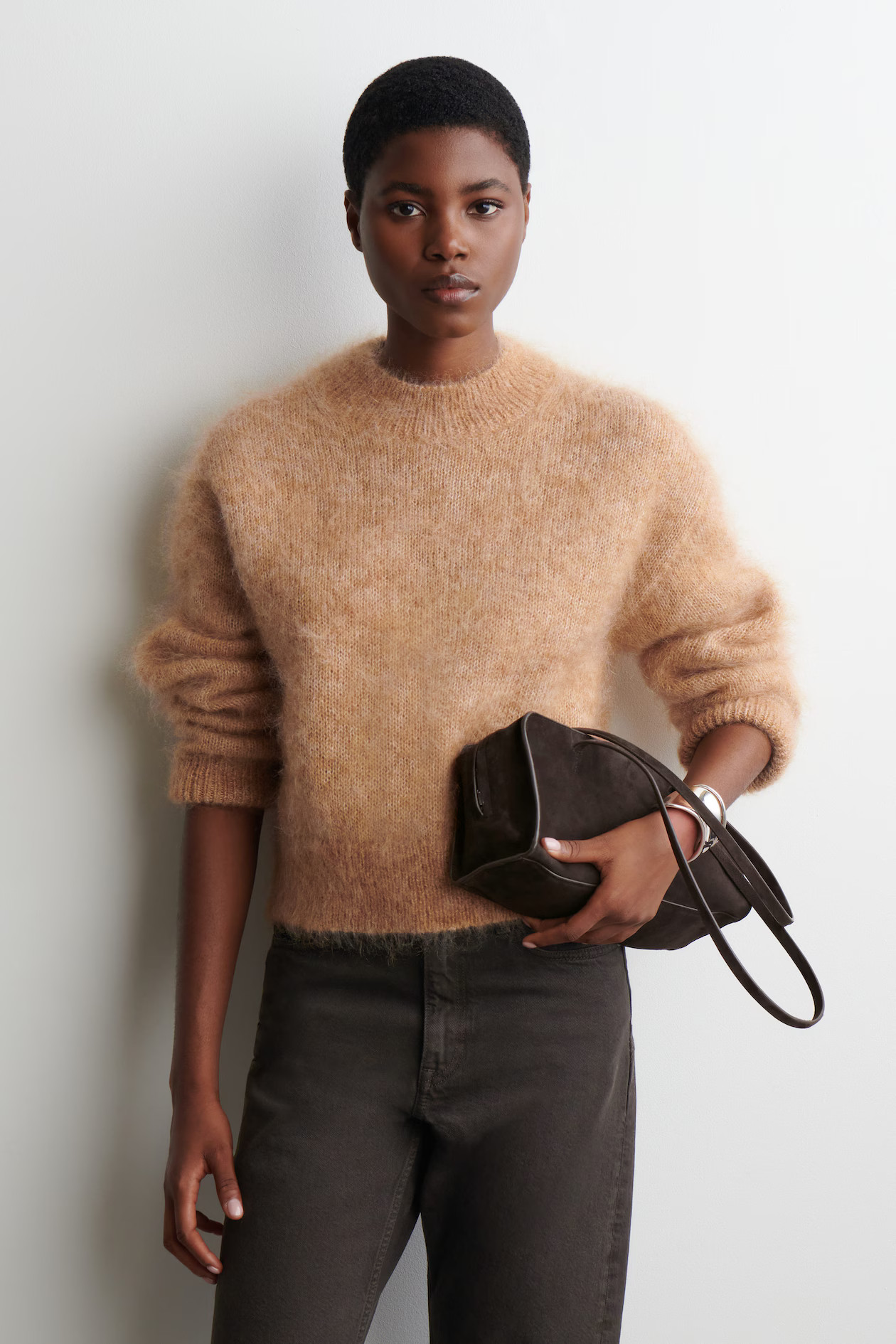 MOHAIR-WOOL CREW-NECK JUMPER - CAMEL MÉLANGE | COS GB | COS UK