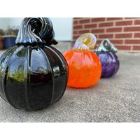 New Set Of 3 Hand Blown Glass Pumpkins. Glassart Fall Decor Halloween Decorations Bluebirdglassblowing | Etsy (US)