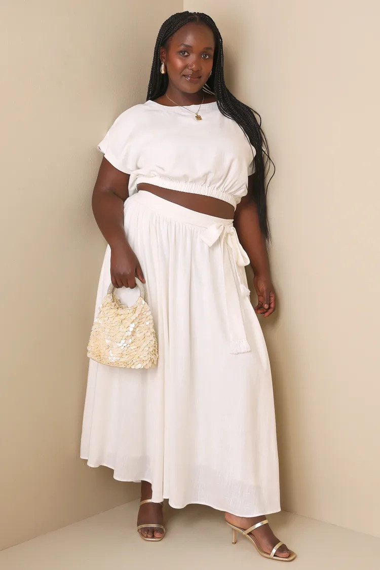 Brings You Back Ivory Two-Piece Midi Dress | Lulus