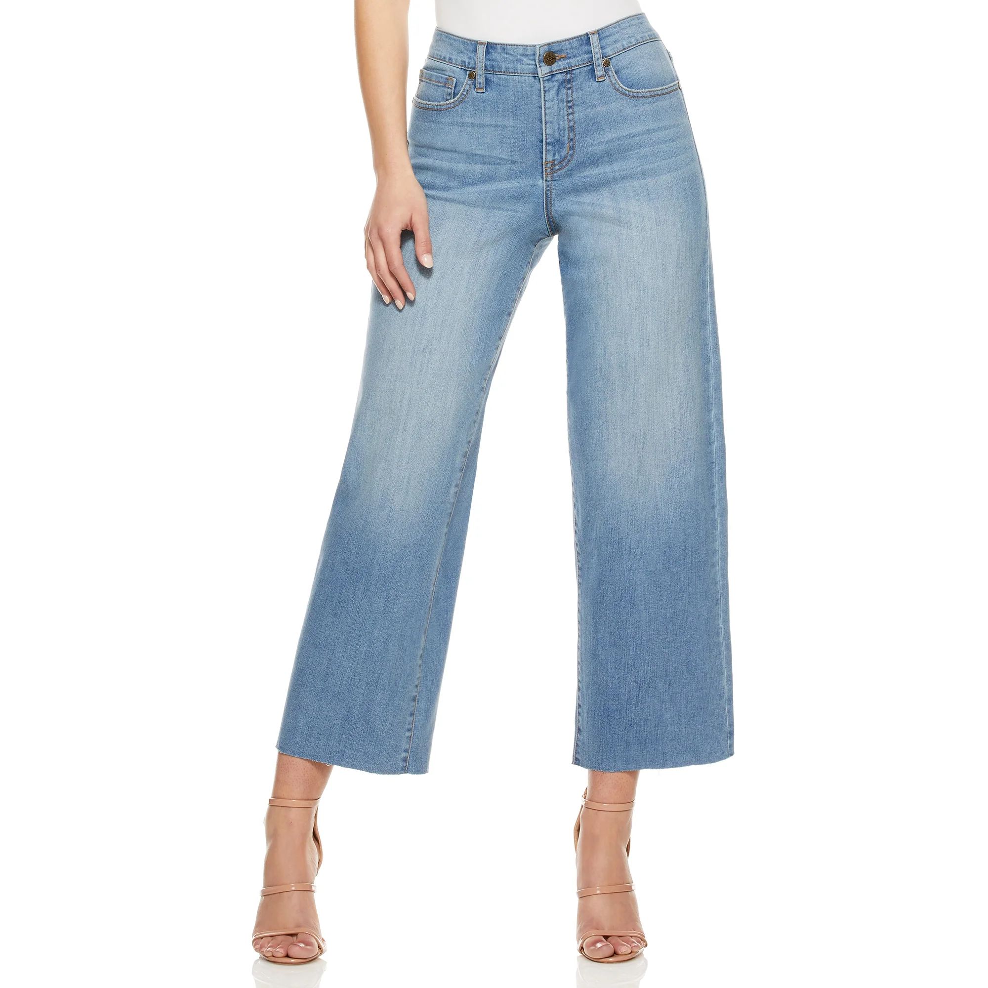 Sofia Jeans by Sofia Vergara Women’s Luisa Wide Leg Crop Jeans with Raw Hem | Walmart (US)