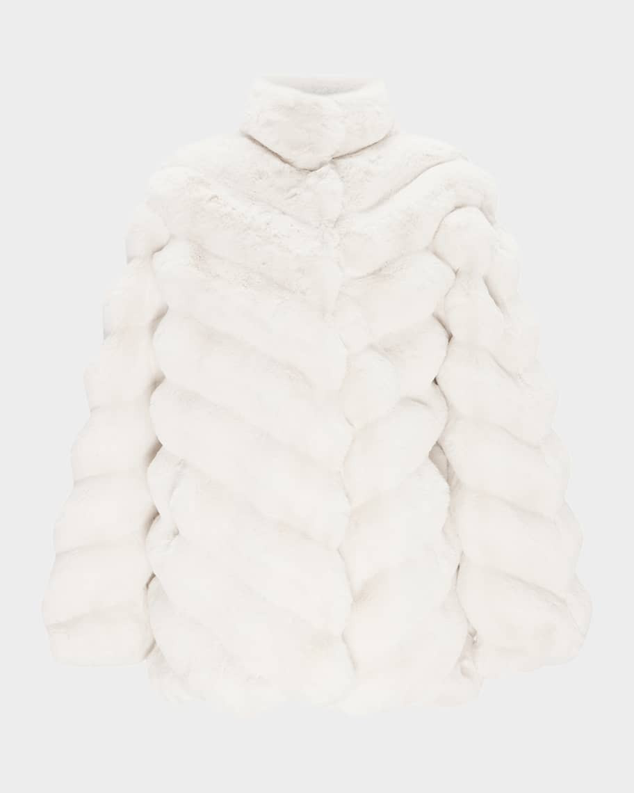 Lyla Grant Fur-Free Chevron Faux Chinchilla Coat | Neiman Marcus