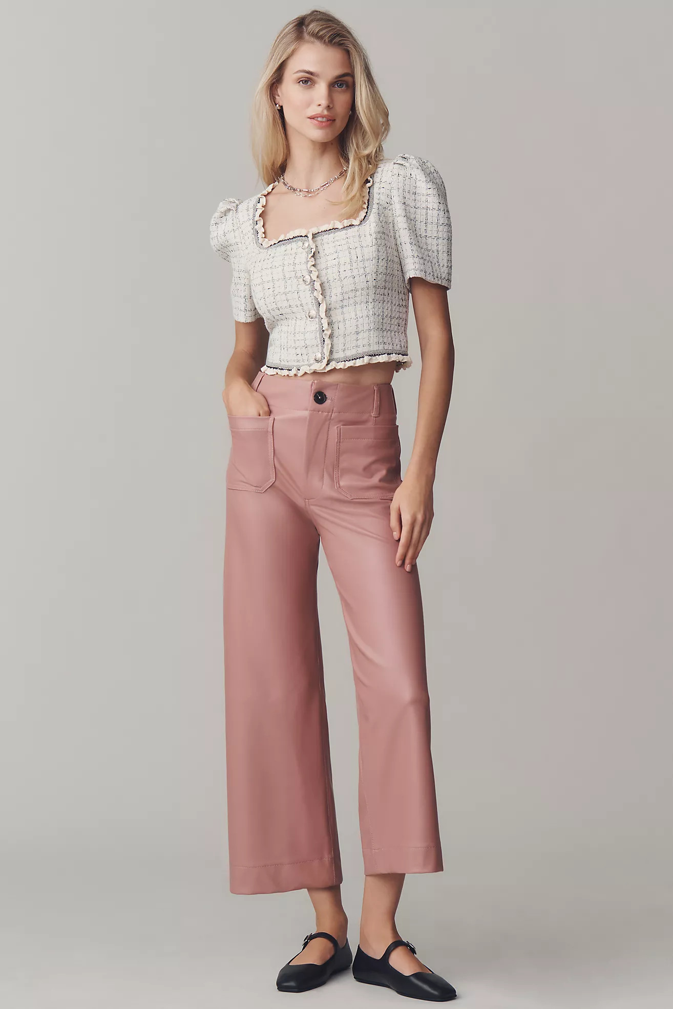 The Colette Faux Leather Crop Wide-Leg Pants by Maeve | Anthropologie (US)