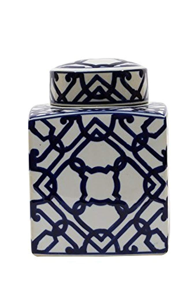 Creative Co-op DA5354 Blue & White Ceramic Ginger Jar with Lid | Amazon (US)