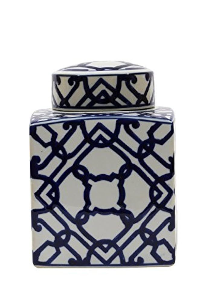 Creative Co-op DA5354 Blue & White Ceramic Ginger Jar with Lid | Amazon (US)