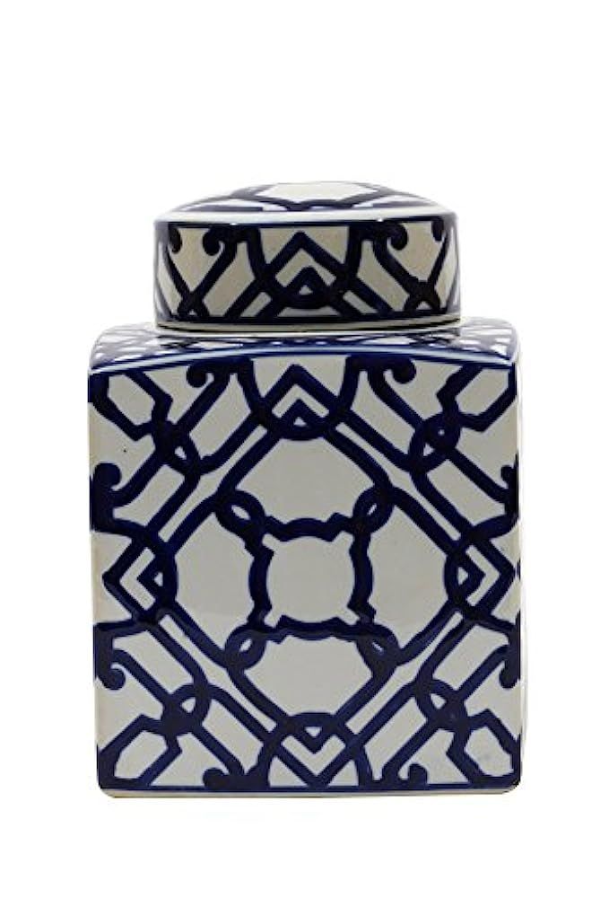 Creative Co-op DA5354 Blue & White Ceramic Ginger Jar with Lid | Amazon (US)