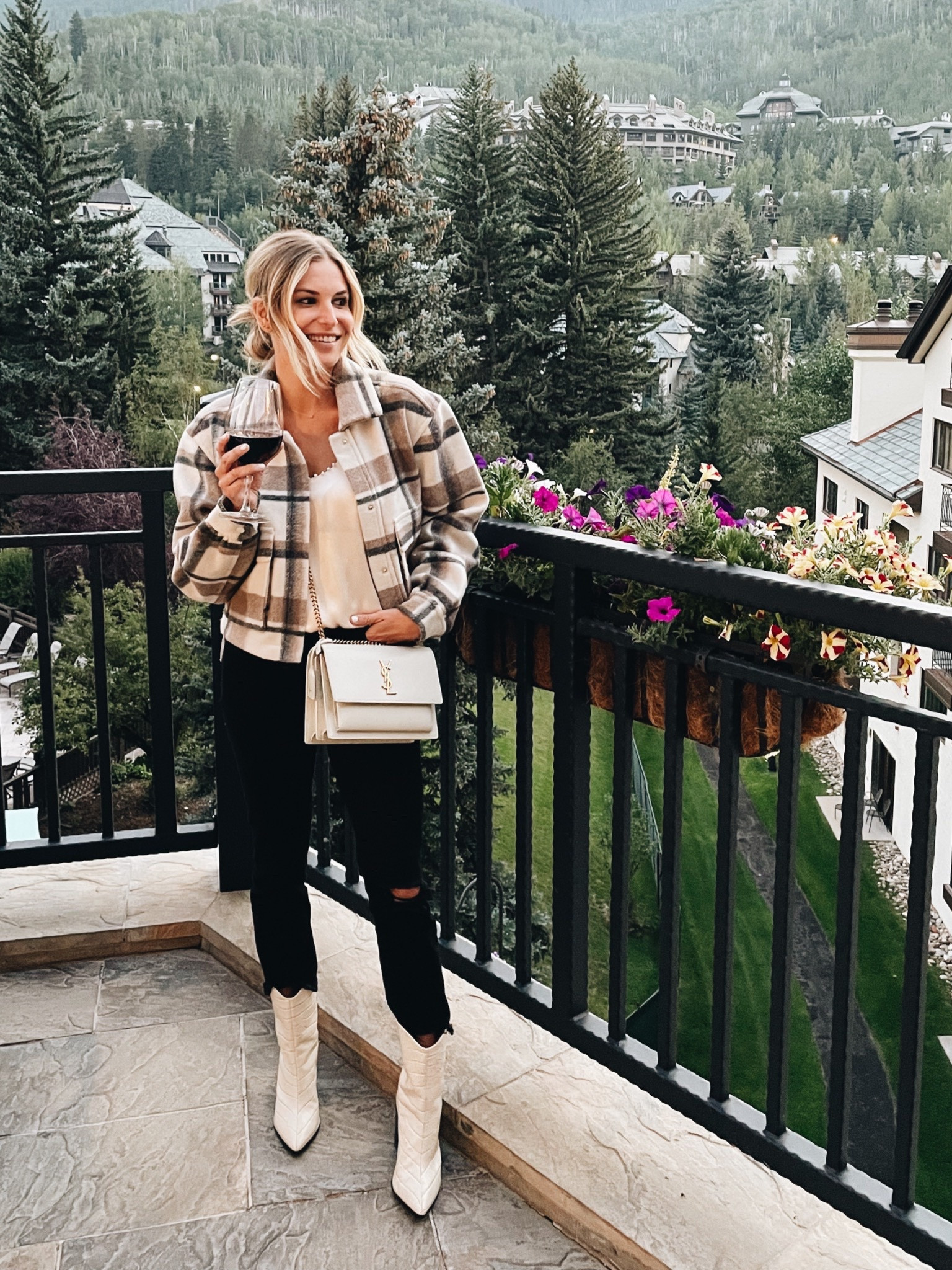 Similar plaid shacket, similar white booties and white YSL purse. 

#LTKstyletip #LTKSeasonal #LTKtravel