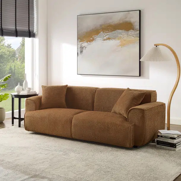 Minimore Modern Style Sofa 91" Round Arm Sofa | Wayfair North America