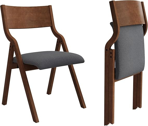 Folding Wooden Chairs Set of 2 with Padded Seat,Portable Dining Chairs W/Ergonomically Designed B... | Amazon (US)
