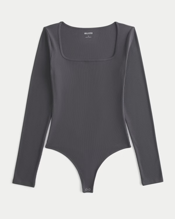 Women's Ribbed Seamless Fabric Square-Neck Bodysuit | Women's Clearance | HollisterCo.com | Hollister (US)
