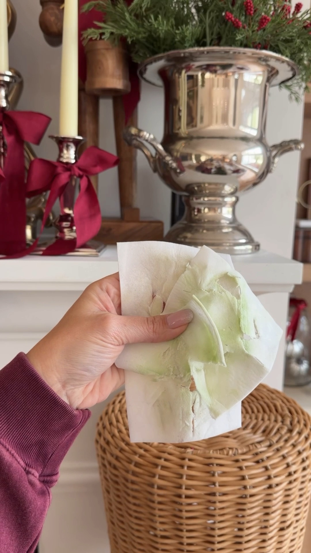 The best solution for greenery marks on your mantel, hands down. 🤍🤌🏼
My contractor shared this little secret with me and it’s officially my go-to for holiday greenery smudges and those tiny fingerprint moments on the walls. Quietly life-changing. 
Save this one!


#LTKdayinmylife #LTKHome #LTKSeasonal