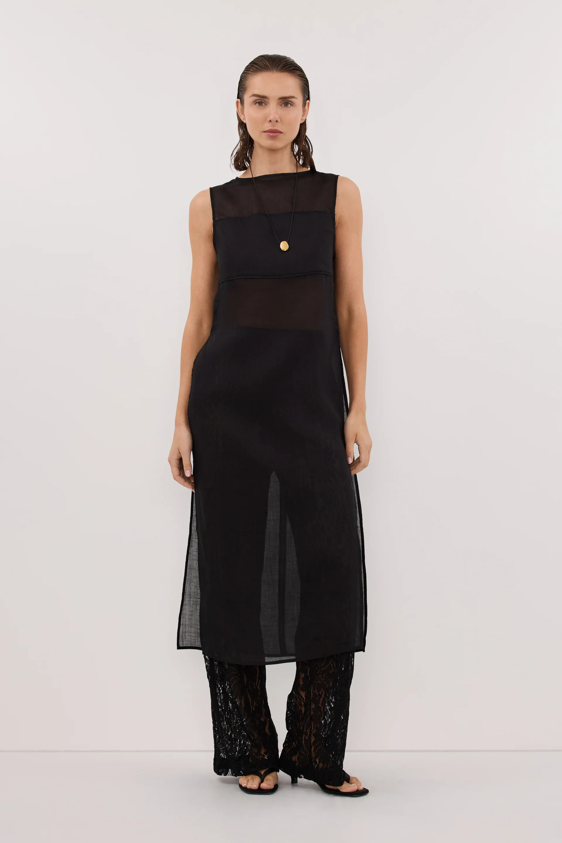 KAI BLACK RAMIE TUNIC TOP | DISSH