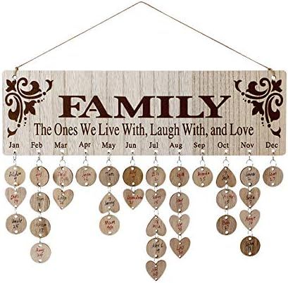 Joy-Leo Gifts for Mom Grandma, Wooden Family Birthday Board DIY with 100 Wood Tags, Decorative Bi... | Amazon (US)