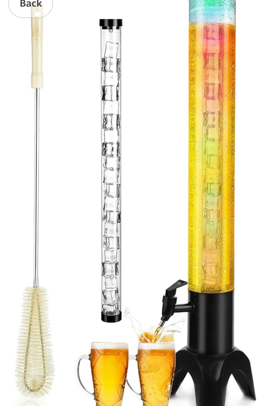 Beer Dispenser, 100oz/3.2 qt Mimosa Tower Dispenser with Ice Tube and LED Light