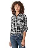 Lucky Brand Women's Long Sleeve Button Up One Pocket Plaid Flannel Shirt, Black Multi, S | Amazon (US)