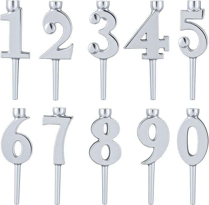 1 Set Number Candle Holder Set Silver Candle Holder Gifts Handmade Recycled Aluminum Toppers for ... | Amazon (US)