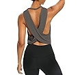 Bestisun Womens Open Back Workout Tops Cropped Loose Fit Ribbed Yoga Tank Tops Backless Athletic ... | Amazon (US)