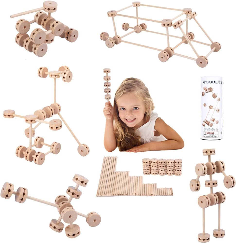 OUJILA Wooden Building Block Toys for Kids Ages 4-8, STEM Preschool Learning Educational Toys for Ch | Amazon (US)