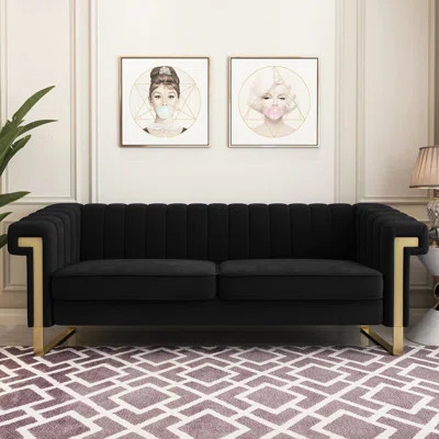 Hildi 83.86'' Rolled Arm Chesterfield Sofa | Wayfair North America
