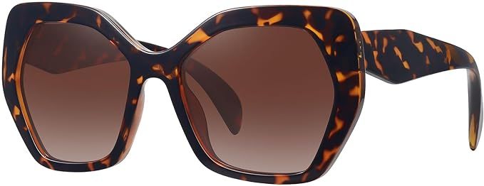 Trendy Butterfly Polarized Sunglasses for Women Men Polygon Square Sun Glasses UV400 FZN802 | Amazon (US)