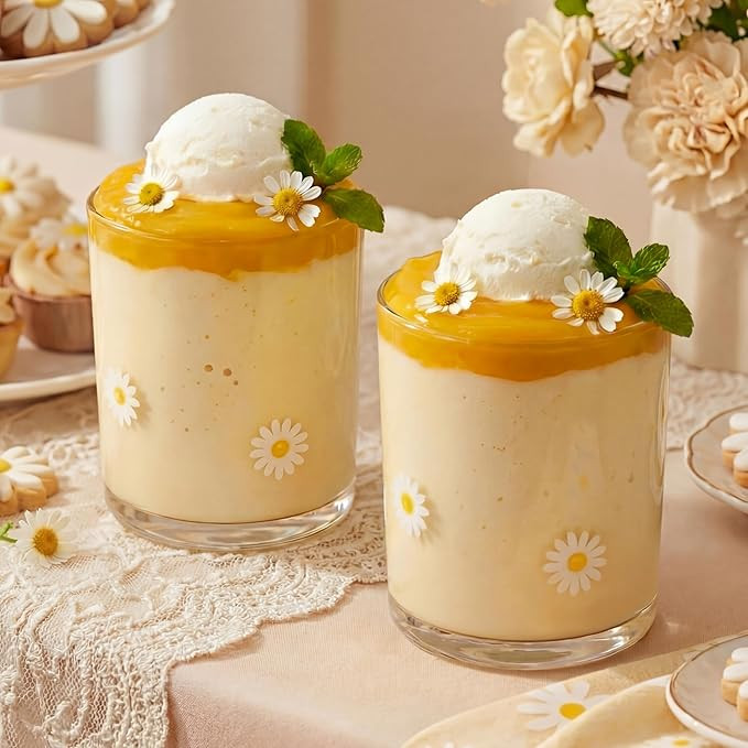 SiliFine 2 Pcs Daisy Icon Juice Glasses - 14oz White Flower Stemless Wine Drinking Coffee Glass C... | Amazon (US)