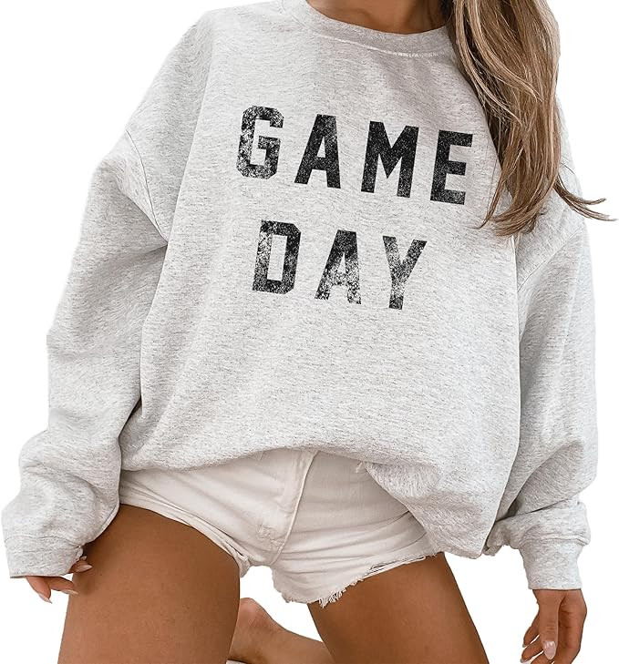 Game Day Sweatshirt, Cute Sports Sweatshirt For Women, Vintage Football Pullover Sweater, Touchdo... | Amazon (US)