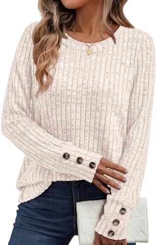 AUTOMET Women's Long Sleeve Shirts Fall Sweaters Lightweight Cute Tunic Tops Trendy Fashion Cloth... | Amazon (US)