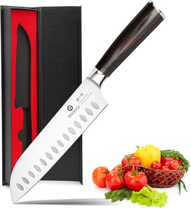 imarku Chef Knife 7 Inch Kitchen Knife Ultra Sharp Santoku Knife - High Carbon Japanese Chefs Kni... | Amazon (US)