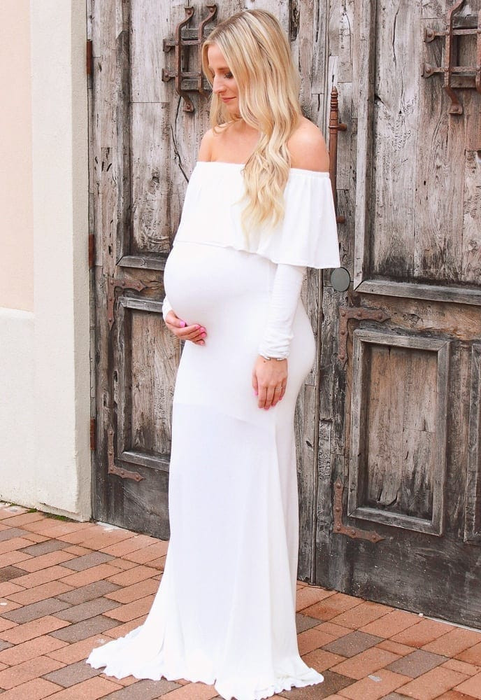 Off the Shoulder Baby Shower Gown - Sexy Mama Maternity | Sexy Mama Maternity