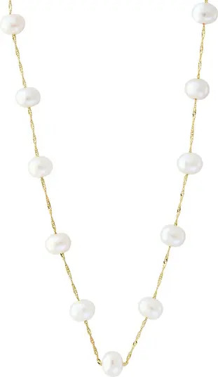 14K Yellow Gold Freshwater Pearl Station Necklace | Nordstrom Rack
