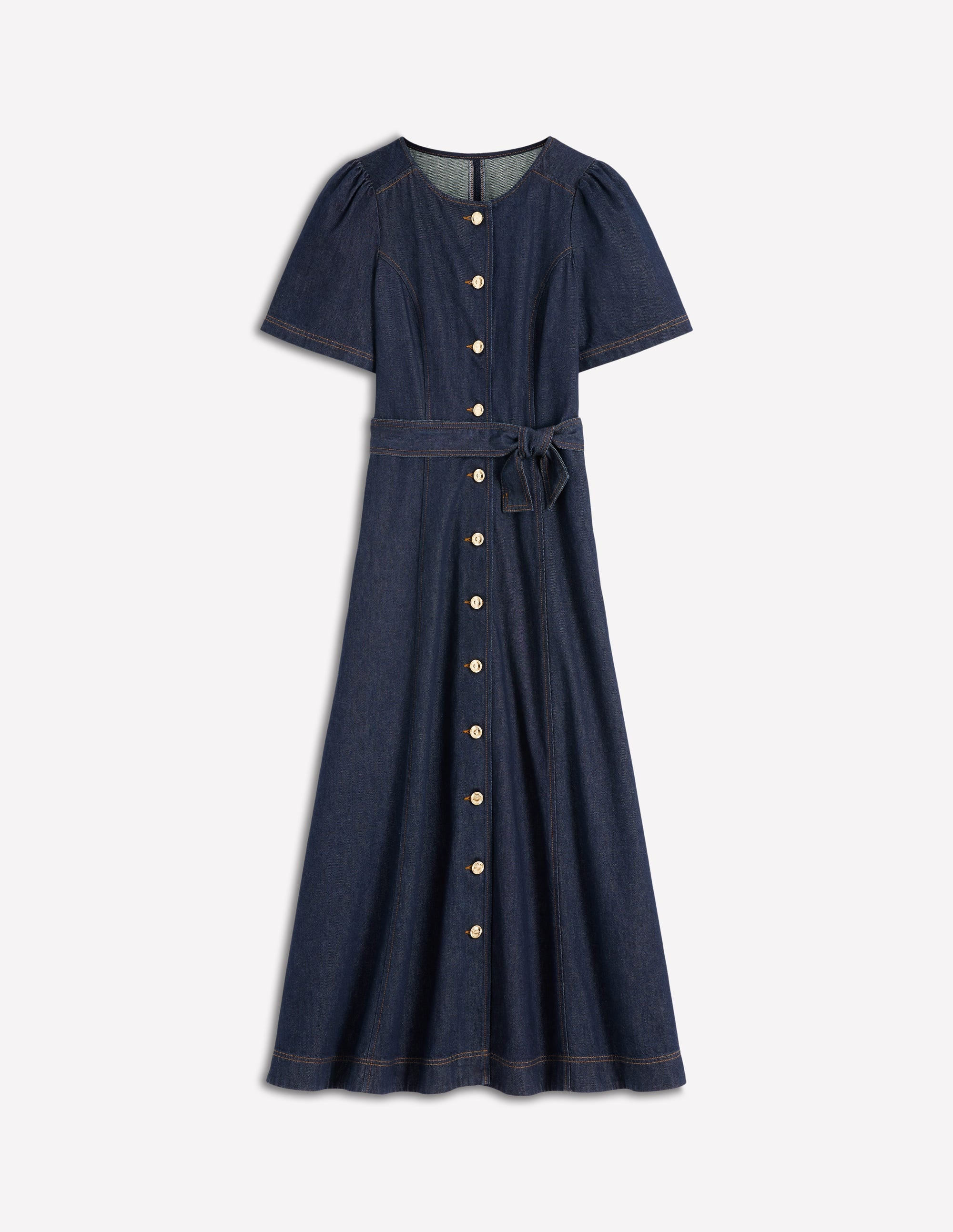 Button Detail Denim Dress-Indigo | Boden (US)