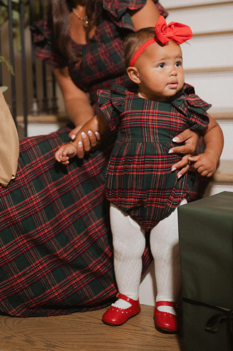 Baby Hattie Romper in Green Plaid | Ivy City Co