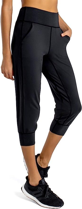 FIRST WAY Women's Buttery Soft Yoga Jogger Pants Capris High Waist with Pockets Lightweight Runni... | Amazon (US)
