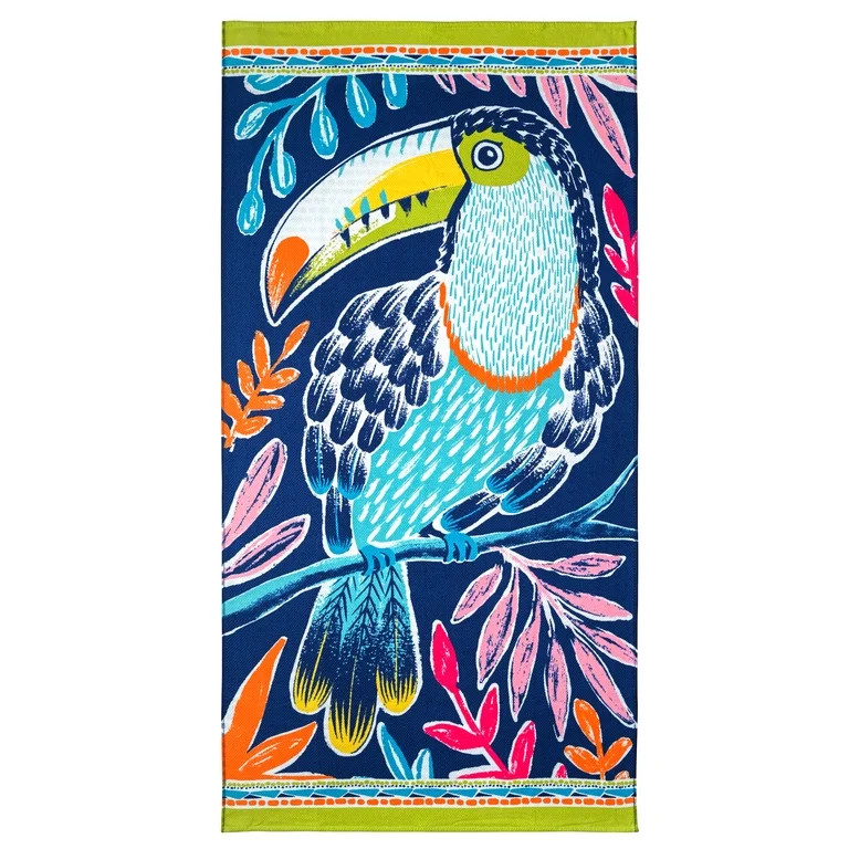 Better Homes & Gardens Cotton Blend Blend Beach Towel, 72 x 38 in, Toucan Reverse Print | Walmart (US)