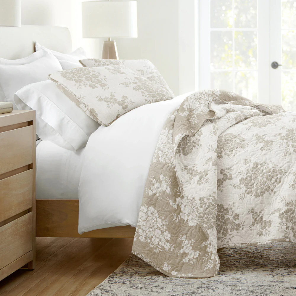 Distressed Bouquet Reversible Quilted Coverlet Set - Sale | Linens and Hutch